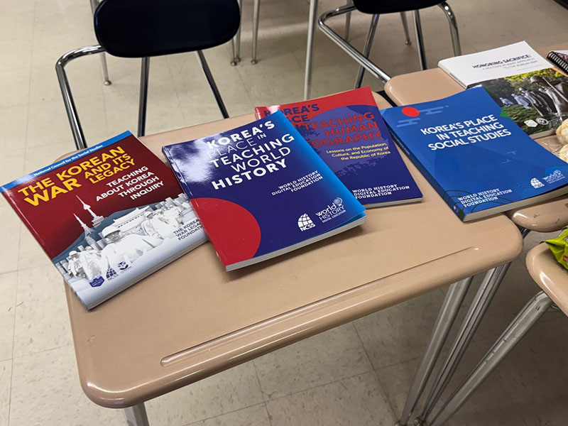 Table with professional development materials