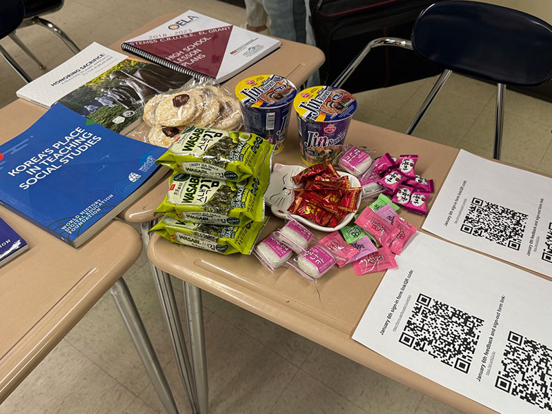 Table with professional development materials